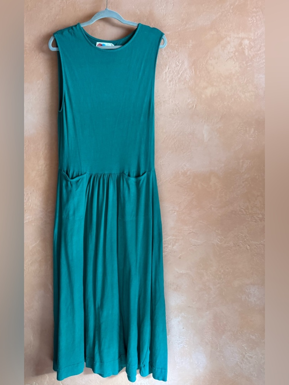 Free People FP Beach Drop Waist Dress Small Green Boho Resort Casual Pocket